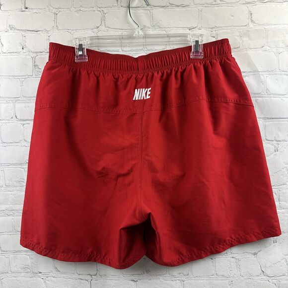 Vintage Nike Swim Shorts Mens XL Trunks Red Spellout Swoosh Back Logo Mesh Lined - Picture 2 of 8